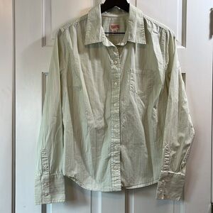 Mossimo Green & Light Blue Button Down Stripe - Size XXL